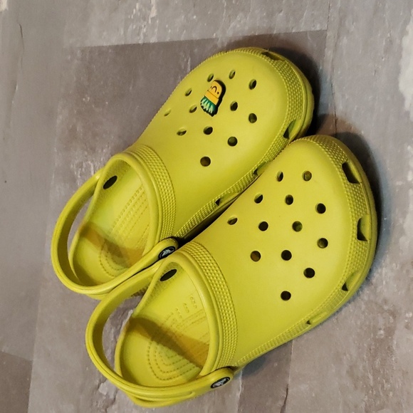 Crocs Clogs. Yellow / light bright green. Women size 10. One charms. - Picture 1 of 9